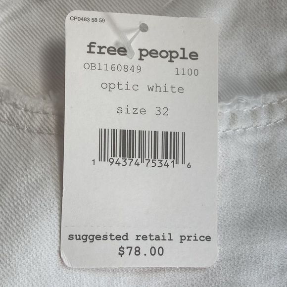 NWT Free People x We The Free Maggie Mid Rise Straight Optic White 32 - Picture 8 of 15